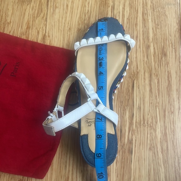Christian Louboutin Blue Cataclou Embroidery Denim Studded Espadrille Sandals 38 - Picture 11 of 13